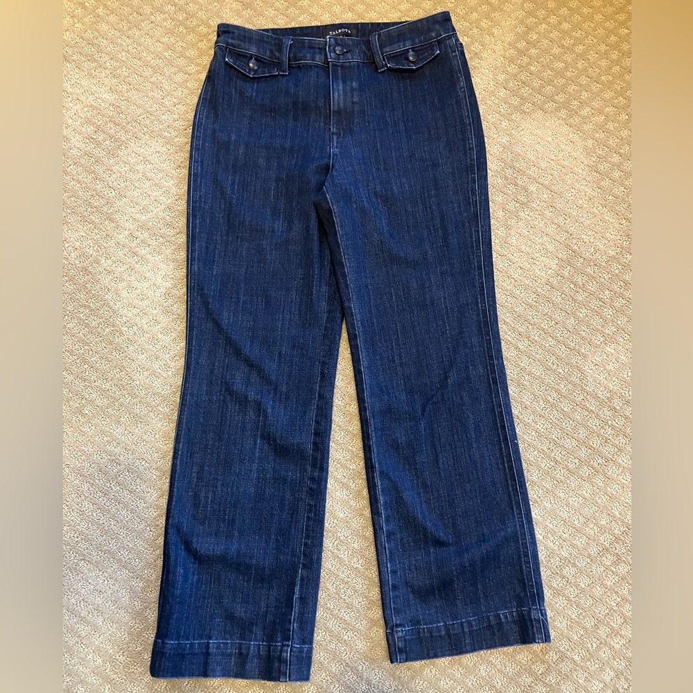 Talbots Wide Leg Dark Wash Denim Jeans Size 8